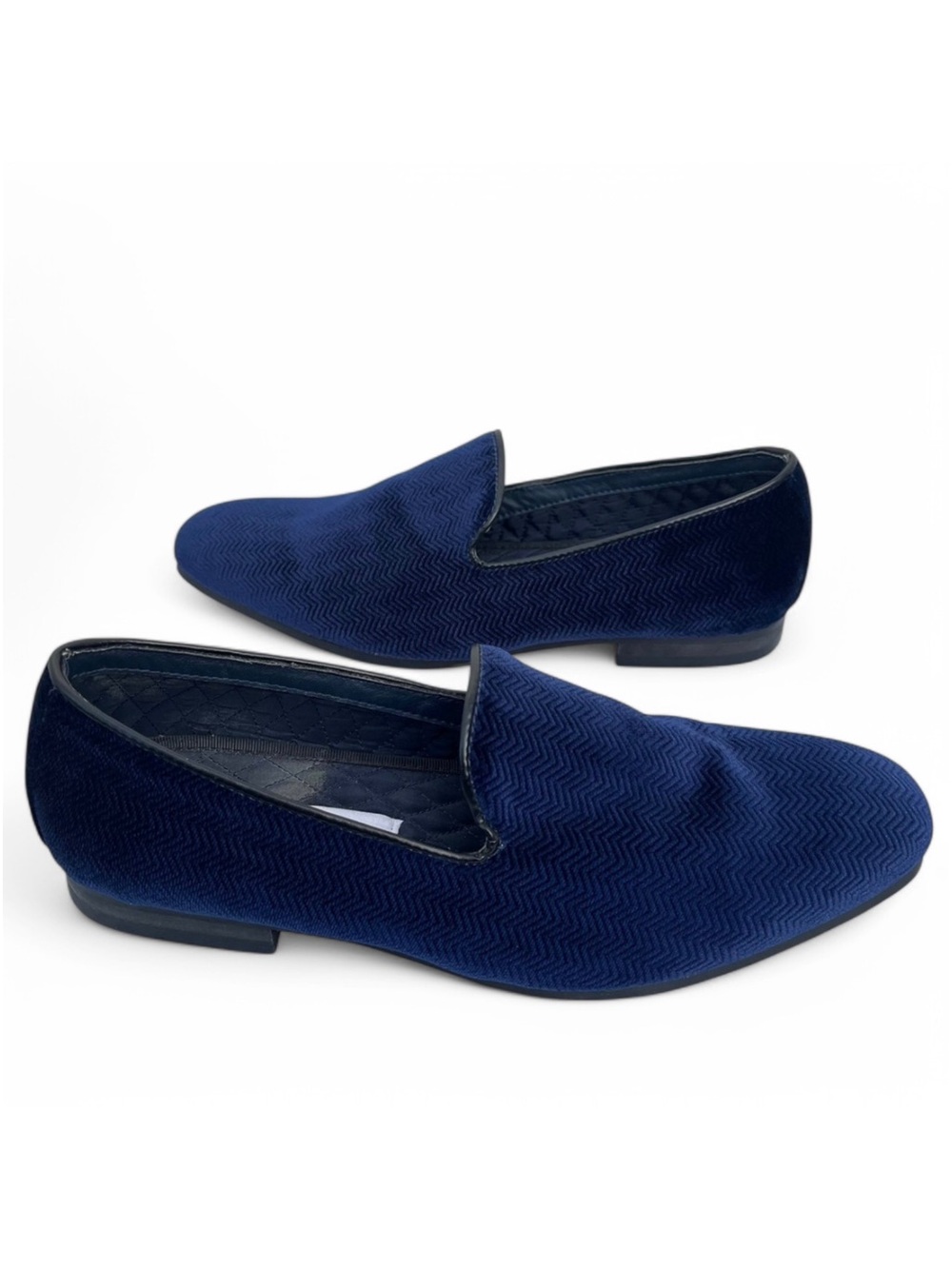 Steve Madden Velvet Loafers Men’s Size 9 Chevron Embossed Cobalt Blue Luxe
